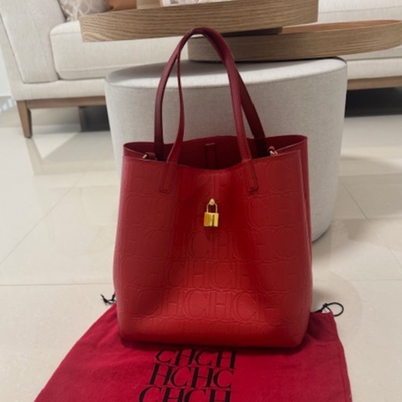Genuine RED Carolina Herrera Matryoshka Locked M – Medium Handbag - Picture 1 of 13